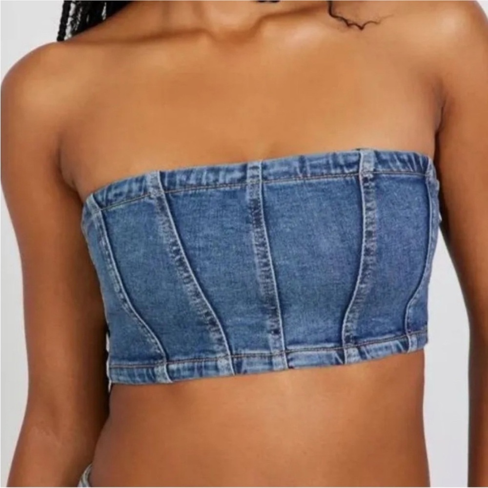Garage Denim Strapless Top